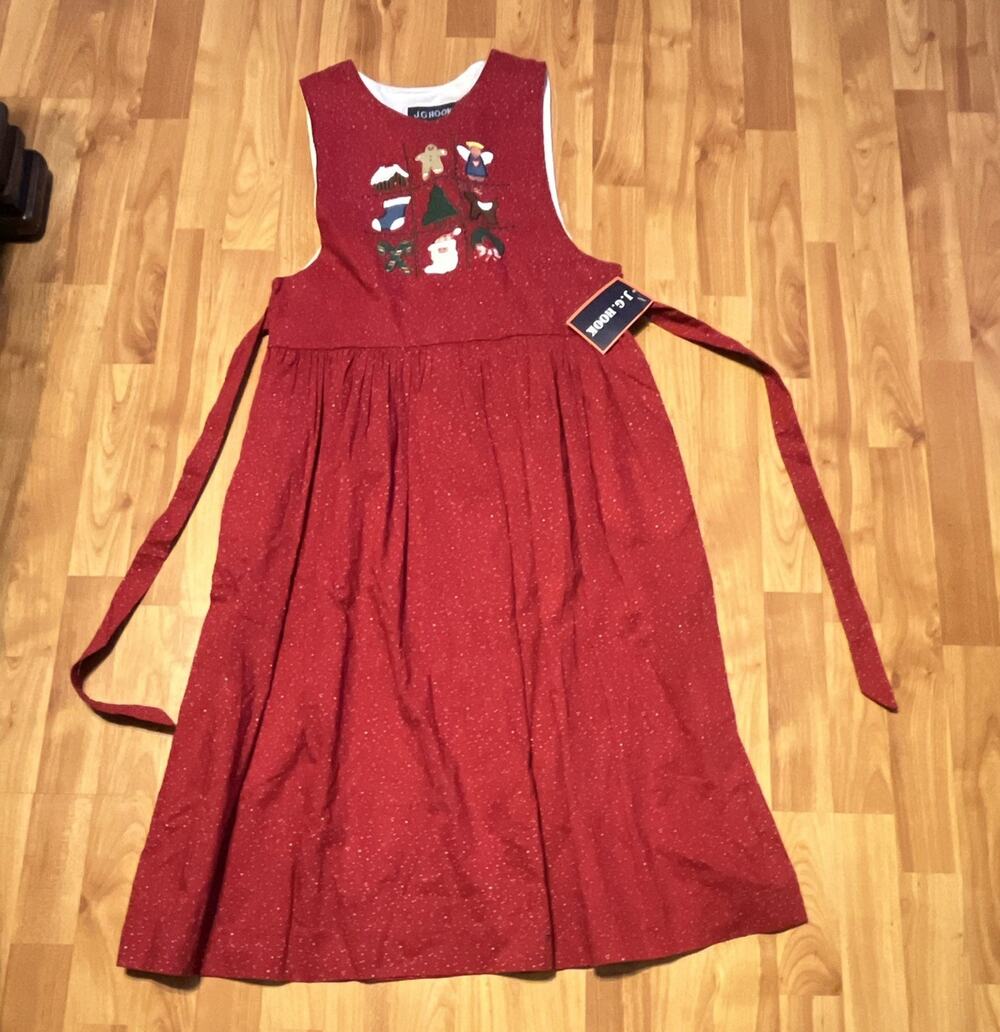 J.G. Hook VTG Christmas Santa Claus Polka Dot Cobbler Apron 100% Cotton 8P